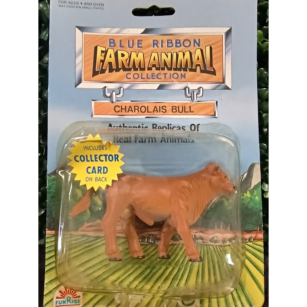 Vintage 1992 Funrise Blue Ribbon Farm Animal Collection Charolais Bull 07013